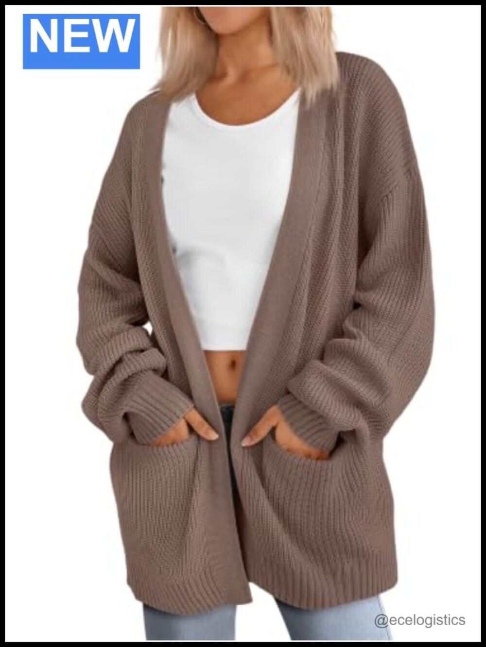 Oversized Knit Cardigan Sweater with Pockets for Women Fall Winter Long Sleeve